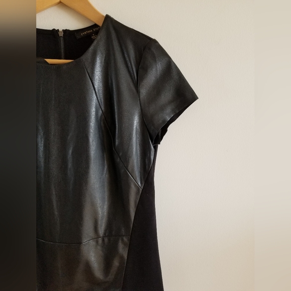 Faux Leather Fitted Tee by Cynthia Steffe - size Small - Picture 3 of 10
